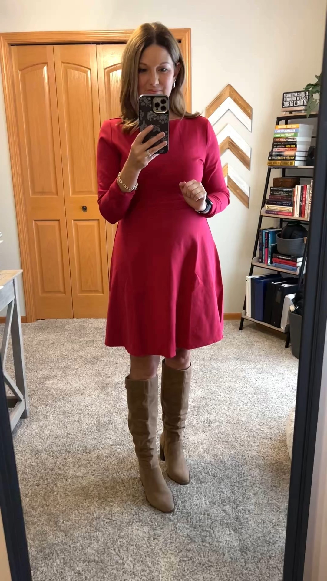 The most adorable a-line dress from Maurices in a fabulous red! Perfect for the holidays, Valentine’s Day and beyond! So easy to dress up or down! 
#Maurices #RedDress

Fit Tips
Dress - TTS, on size S
Boots - TTS


#LTKHoliday #LTKSeasonal #LTKOver40 #LTKFindsUnder50 #LTKSaleAlert