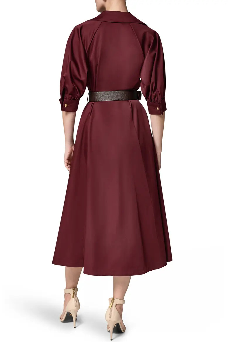 Belted Stretch Cotton Midi Shirtdress (Women) | Nordstrom | Nordstrom