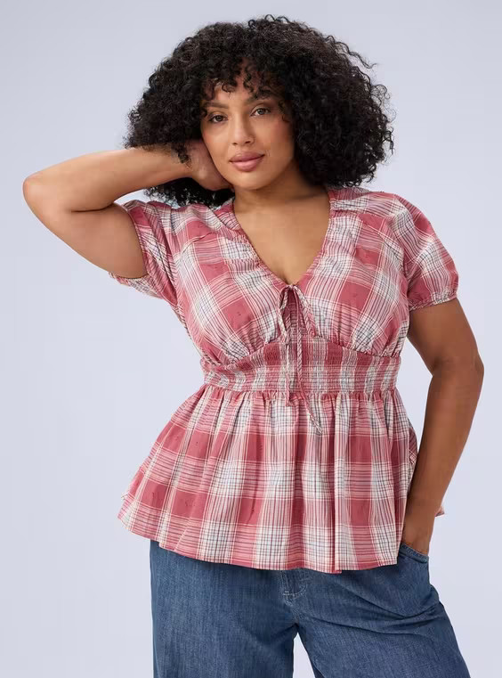 Belle Isle Puff Sleeve Smocked Waist Top in Multi | Torrid (US & Canada)