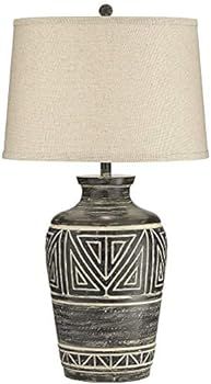 Miguel Rustic Southwestern Style Table Lamp 32" Tall Earth Tone Jar Linen Fabric Drum Shade Decor fo | Amazon (US)
