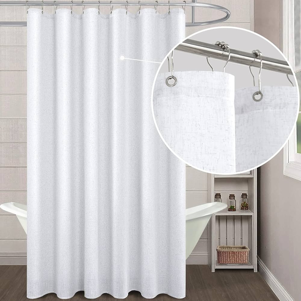 KOUFALL 84 Inch Shower Curtain,Boho White Farmhouse Linen Fabric Cloth Waterproof Washable Shabby... | Amazon (US)