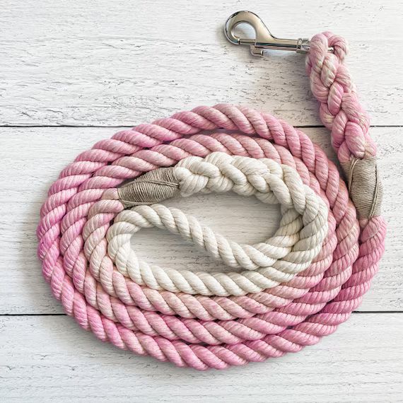 Plum Blossom Cotton Rope Dog Leash // Ombre Rope Leash // Cotton Rope Leash // Rope Dog Lead | Etsy (US)