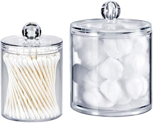 Qtip Dispenser Holder Bathroom Vanity Organizer Apothecary Jars Canister Set for Cotton Ball,Cott... | Amazon (US)