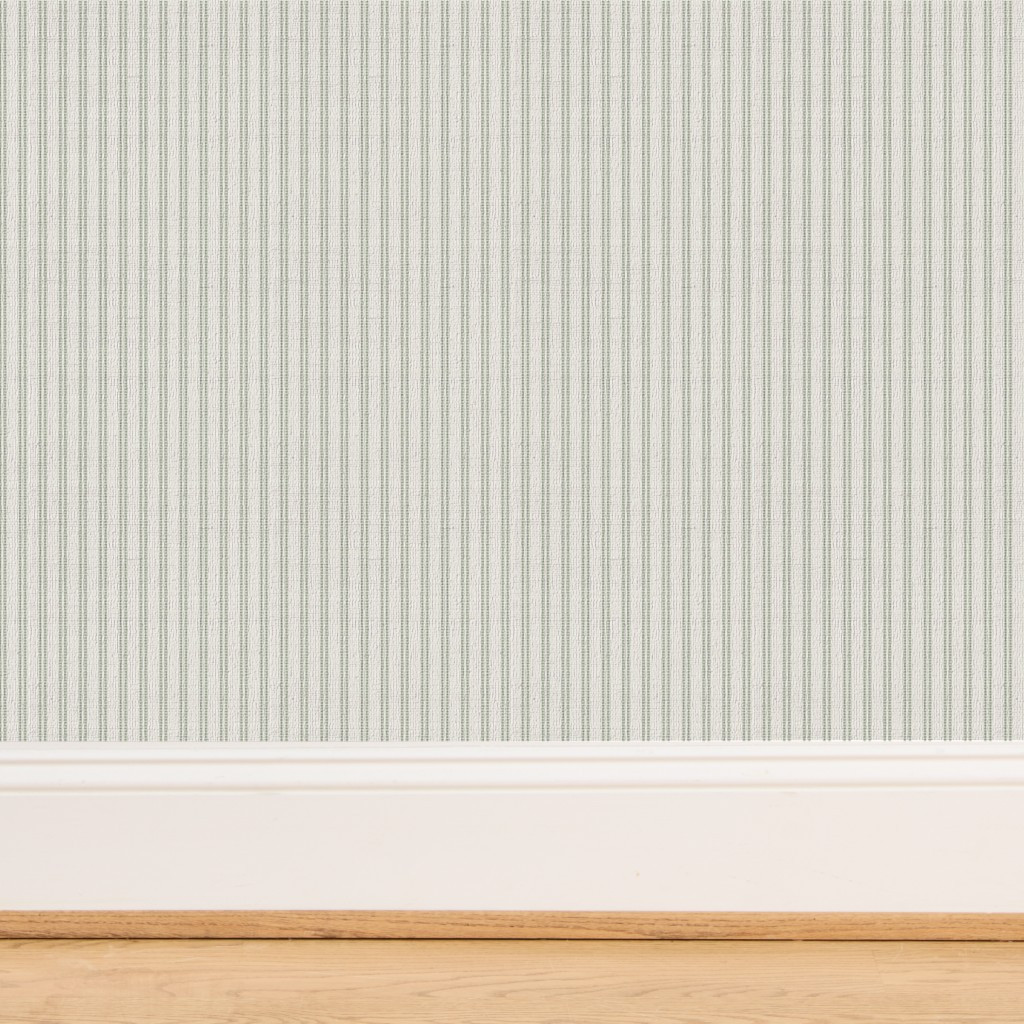 Wallpaper in Seeded Stripe Sage Green Thin Stripe Double Stripe | Spoonflower