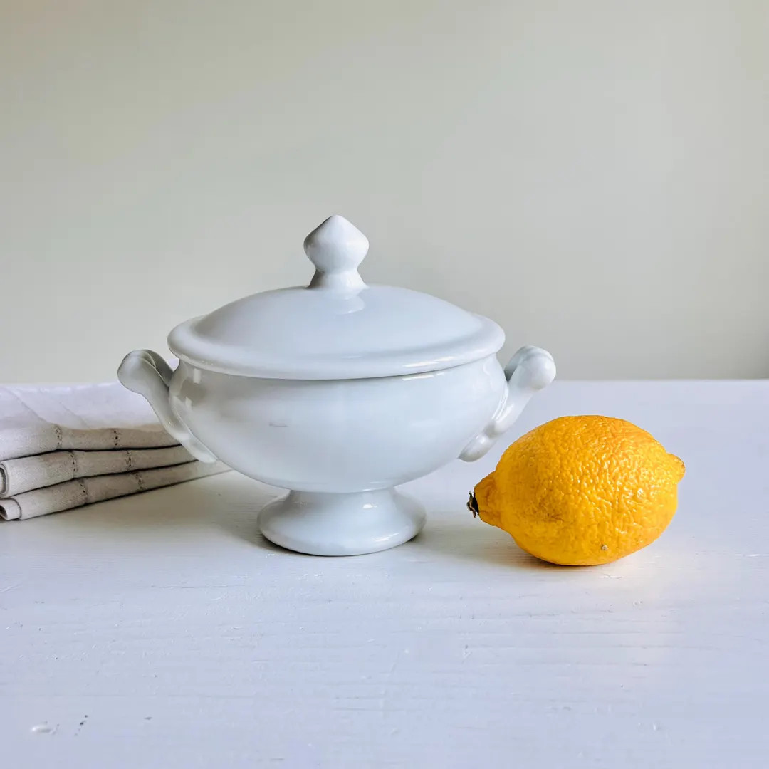 Small ironstone tureen, white vintage sauce bowl with lid | Etsy (US)