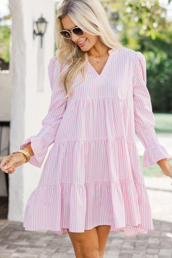 In Your Happy Place Striped Pink Striped Dress | The Mint Julep Boutique