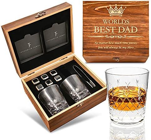 Gifts for Dad from Daughter or Son - Engraved 'Worlds Best Dad" Whiskey Glass Set I Fathers Day G... | Amazon (US)