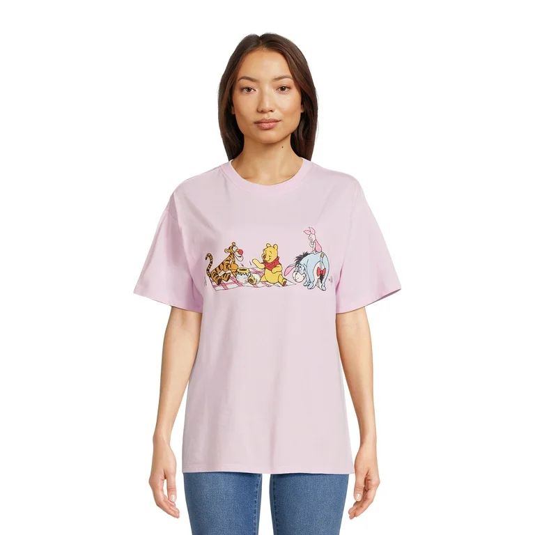 Winnie the Pooh Juniors and Juniors Plus Graphic Embroidery T-Shirt, Sizes XS-3XL | Walmart (US)