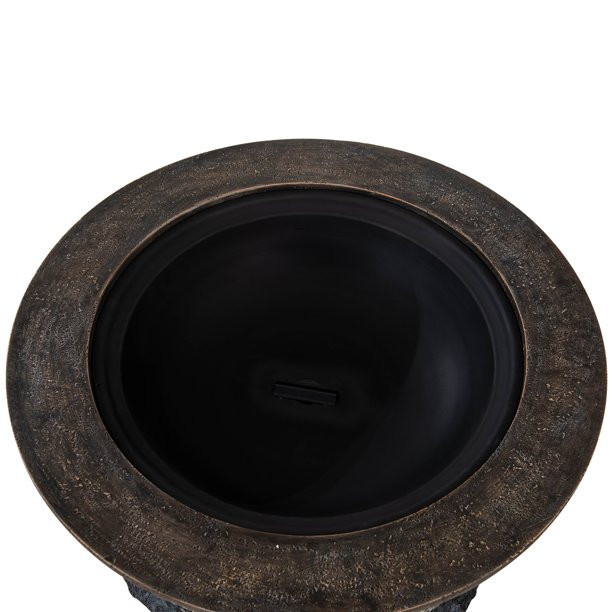 Sunjoy 32 in. Fire Pit for Outside, Outdoor Stone Wood Burning Firepits with Steel Mesh Spark Scr... | Walmart (US)