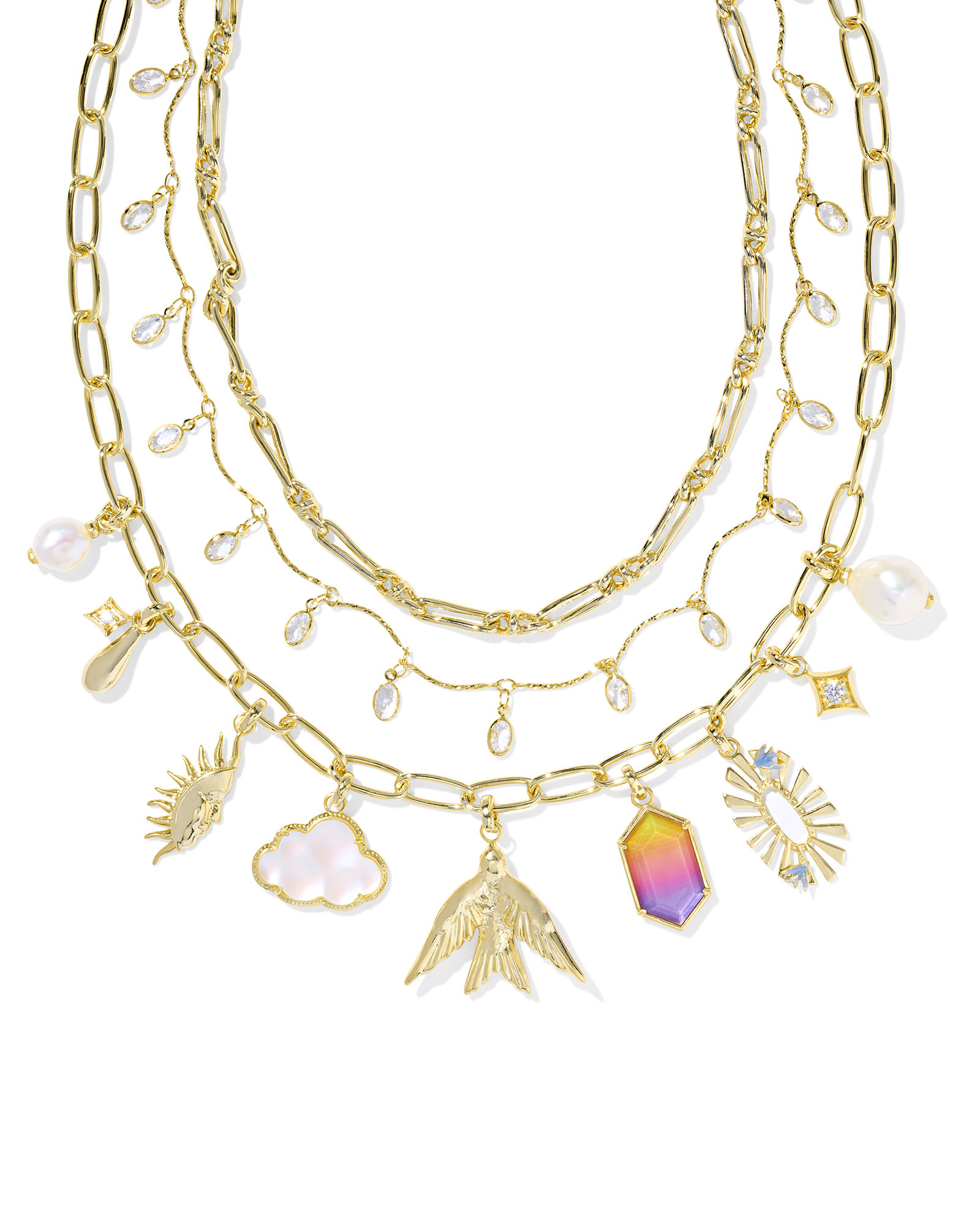 Melody Convertible Gold Statement Charm Necklace in Freshwater Cultured Pearl | Kendra Scott