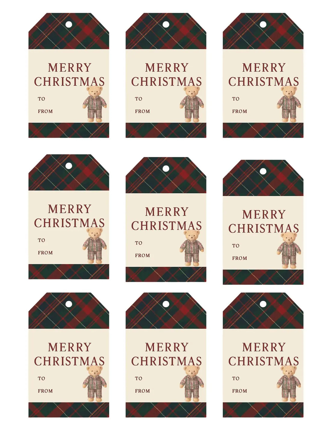 Christmas Gift Tags With Bear - Etsy | Etsy (US)