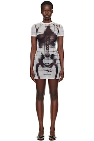 White & Black 'The Squeletor' Minidress | SSENSE