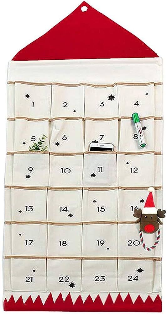 Amazon.com: ARFIOWWY Christmas Countdown Advent Calendar With 24 Days Pockets Wall Hanging for Ho... | Amazon (US)