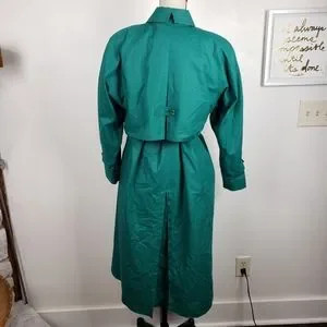 Vtg LONDON FOG by Wamsutta Green Lined All Weather Trench Over Coat Coat 8 Reg | Poshmark