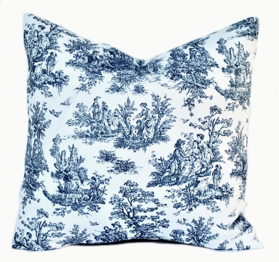 One Premier Prints Toile Pillow Cover, cushion, decorative pillow, throw pillow, Navy blue Pillow... | Etsy (US)