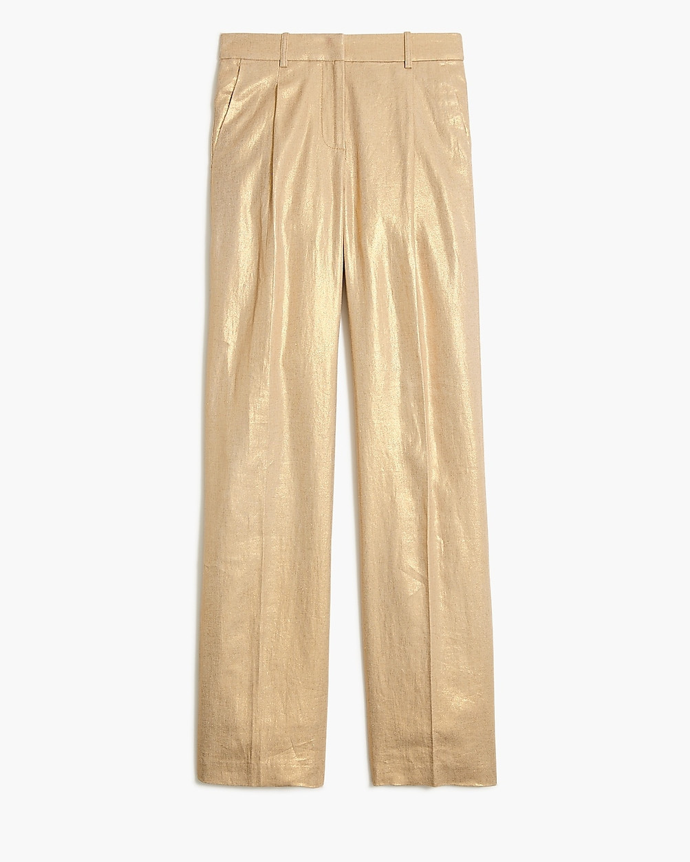 Gold-shimmer linen-blend wide-leg pant | J.Crew Factory
