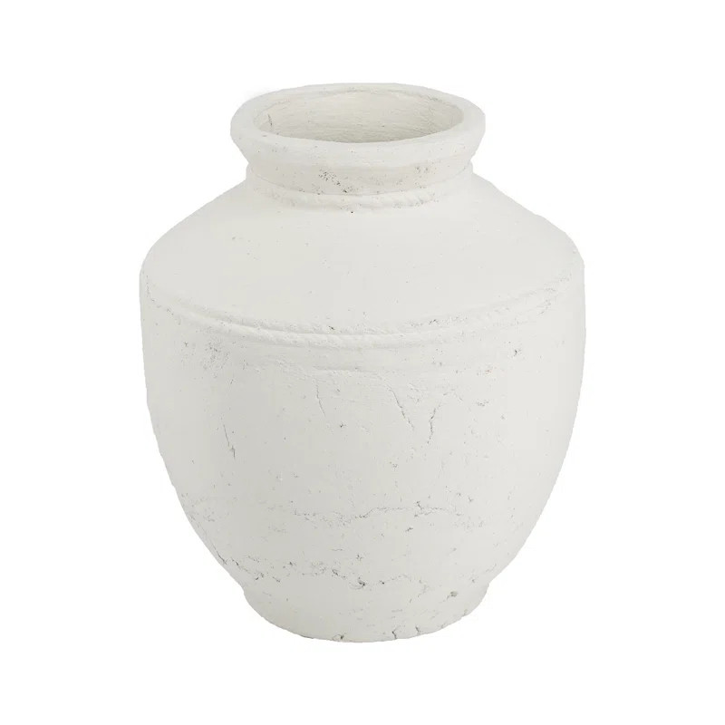 Red Barrel Studio® Round Terracotta Vase - Natural White Finish | Wayfair | Wayfair North America