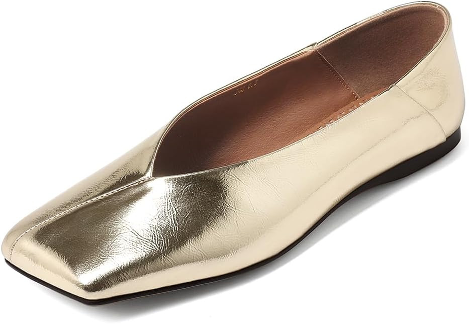 Womens Ballet Flats Square Toe Ballet Flats Shoes for Women Dress Shoes Patent Leather Loafers Co... | Amazon (US)
