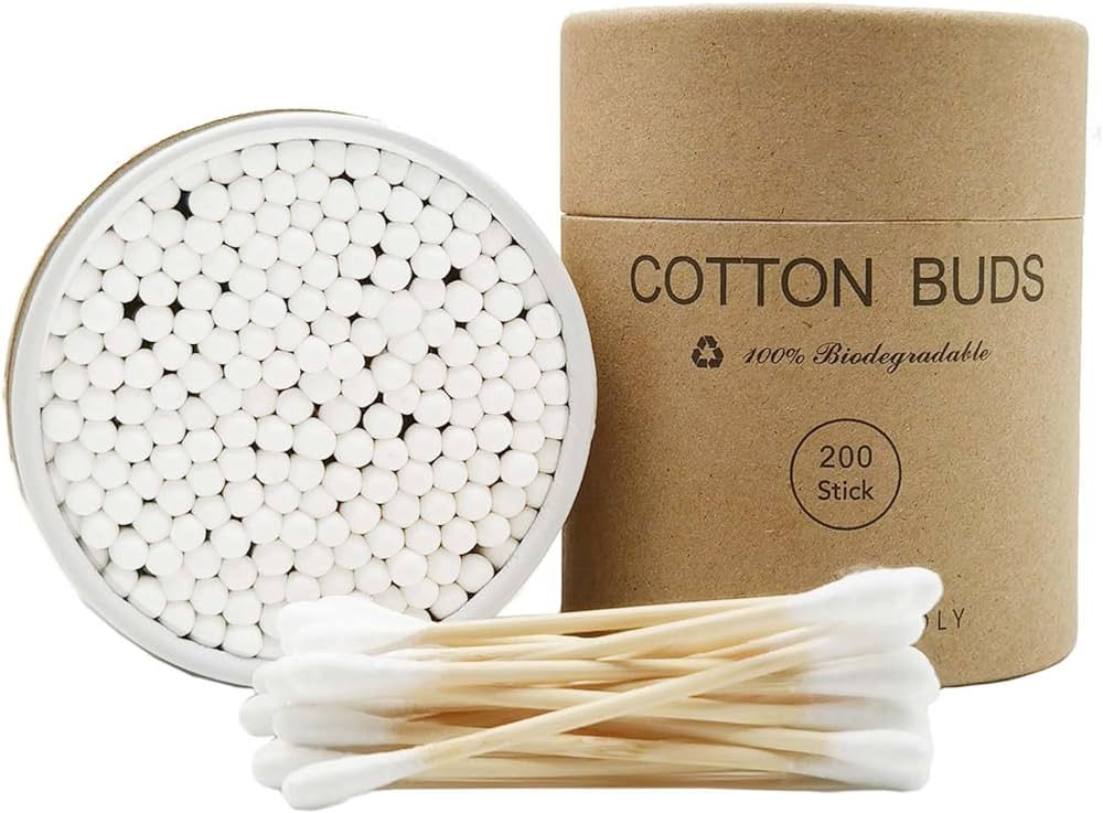 Bamboo Qtips - 400 Count - Organic Cotton buds, Biodegradable & Plastic-Free Natural Wooden Cotto... | Amazon (US)