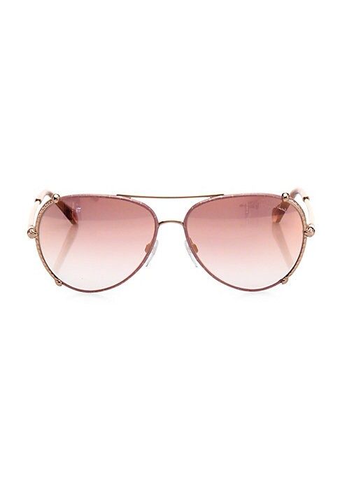 58MM Leather-Trim Aviator Sunglasses | Saks Fifth Avenue