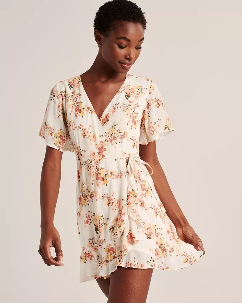 Ruffle Hem Wrap Dress | Abercrombie & Fitch (US)