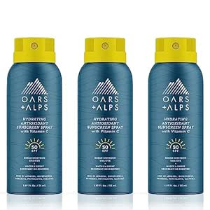 Oars + Alps Hydrating SPF 50 Sunscreen Spray, Infused with Vitamin C and Antioxidants, Water and ... | Amazon (US)