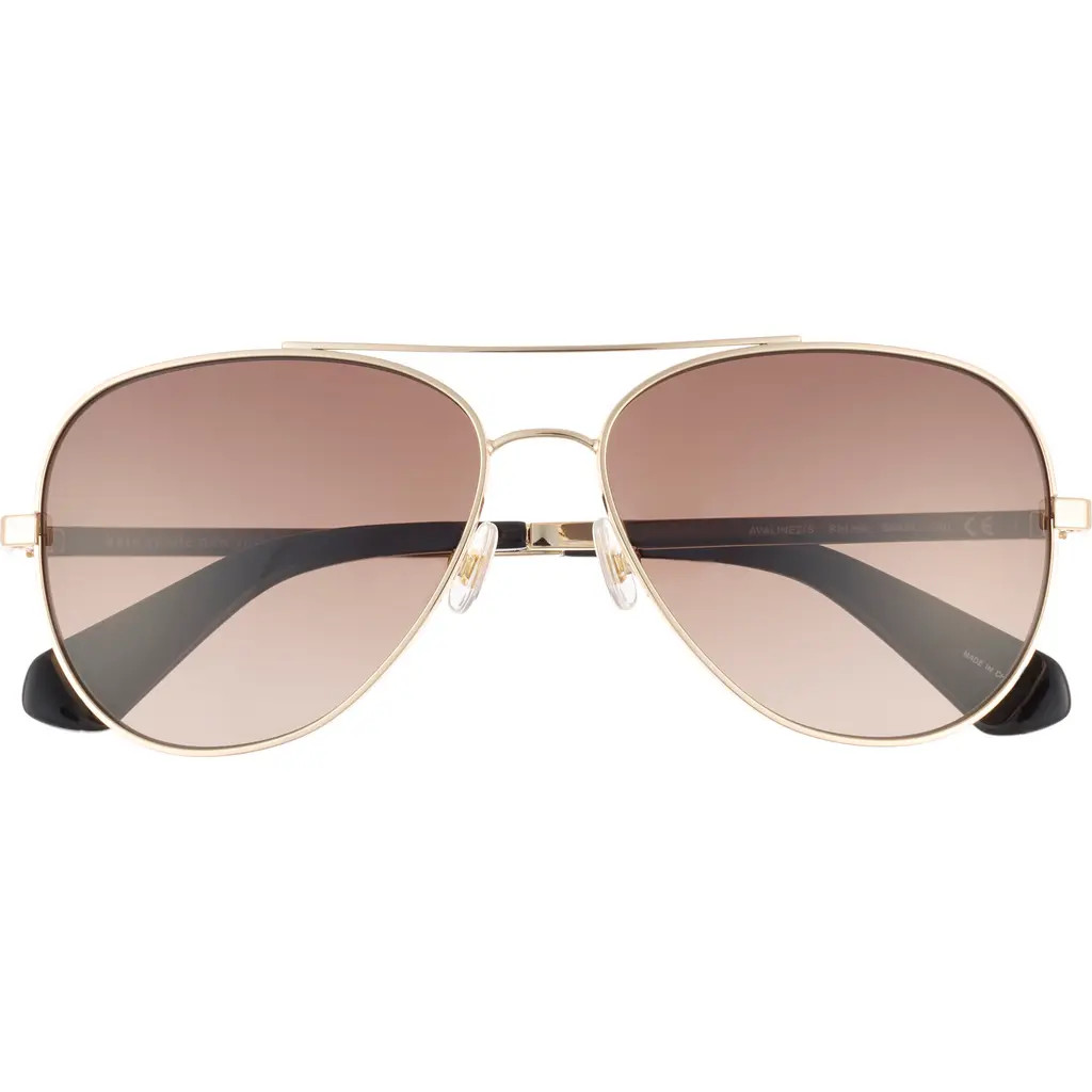 Kate Spade New York avaline2 58mm gradient aviator sunglasses in Gold Black at Nordstrom Rack | Nordstrom Rack