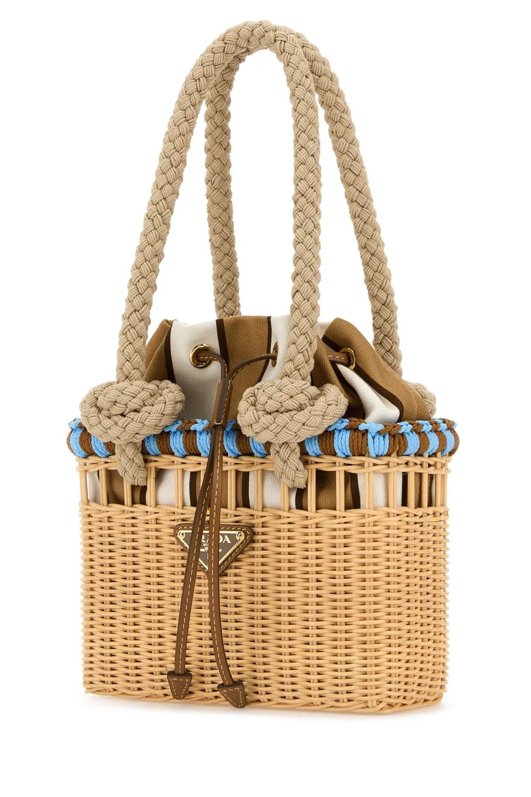 Prada Rattan Drawstring Basket Bag | Cettire Global