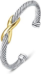 Bracelet Designer Brand Inspired Antique Women Jewelry Cross Cable Wire Bangle Christmas day Gifts | Amazon (US)