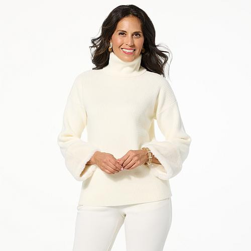 MarlaWynne WynneLayers SoftKNIT Turtleneck Tunic Sweater - White - Size 3X | HSN