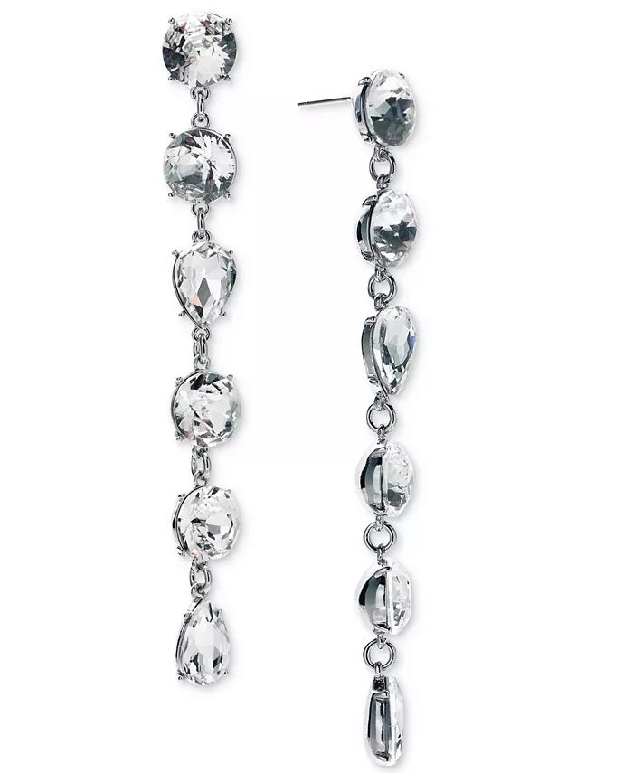 Silver-Tone Crystal Linear Earrings, Created for Macy's | Macy's