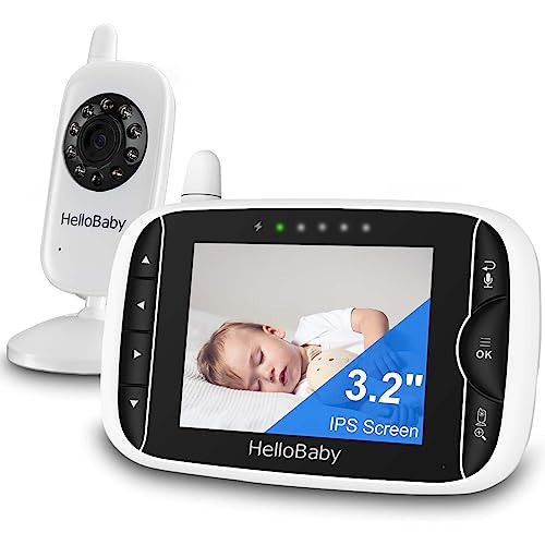 HelloBaby Video Baby Monitor with Camera and Audio, 3.2Inch LCD Display, Infrared Night Vision, Two-Way Audio and Room Temperature Monitoring,Lullaby,Sound Activated Screen | Amazon (US)