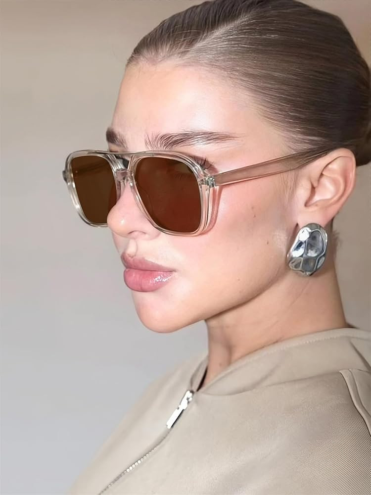 Retro Aviator Sunglasses for Women Men 2026 Square Top Bar Sun Glasses Sunnies 70s Lightweight Sh... | Amazon (US)