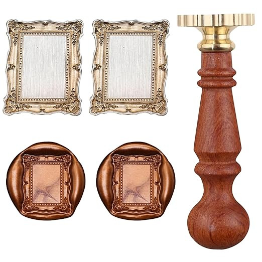 Frame Wax Seal Stamp, 3D Embossed Relief Carving Head and Wood Handle for Wax Seal Stamp Kit, Dec... | Amazon (US)
