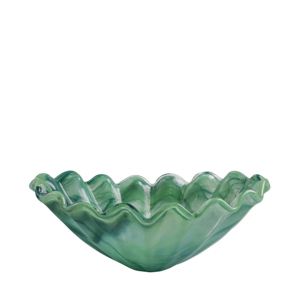 Onda Glass Centerpiece, Green | Blue Print