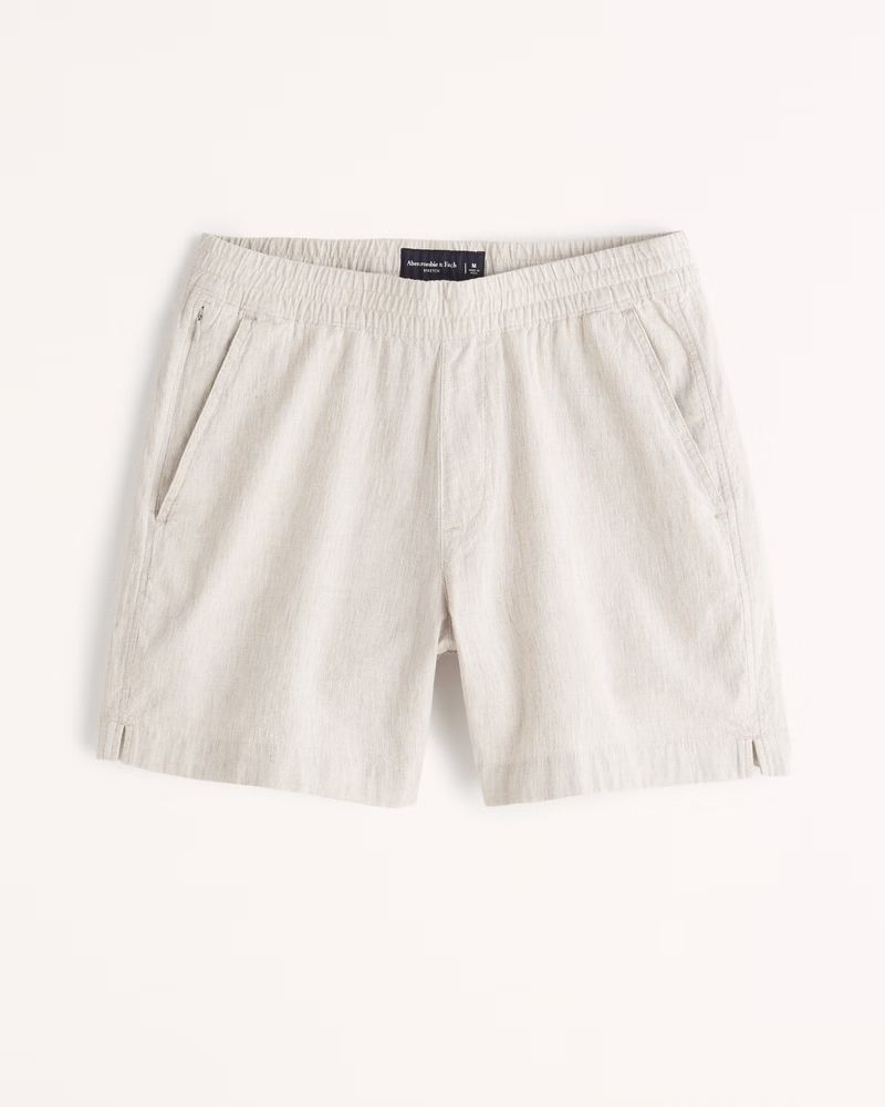 Men's Linen-Blend Pull-On Shorts | Men's Bottoms | Abercrombie.com | Abercrombie & Fitch (US)