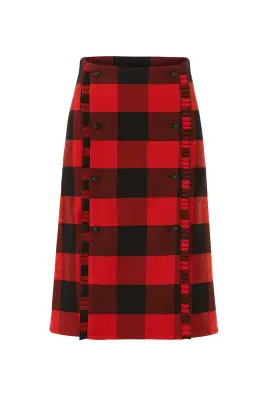 Red Plaid Button Skirt | Rent The Runway