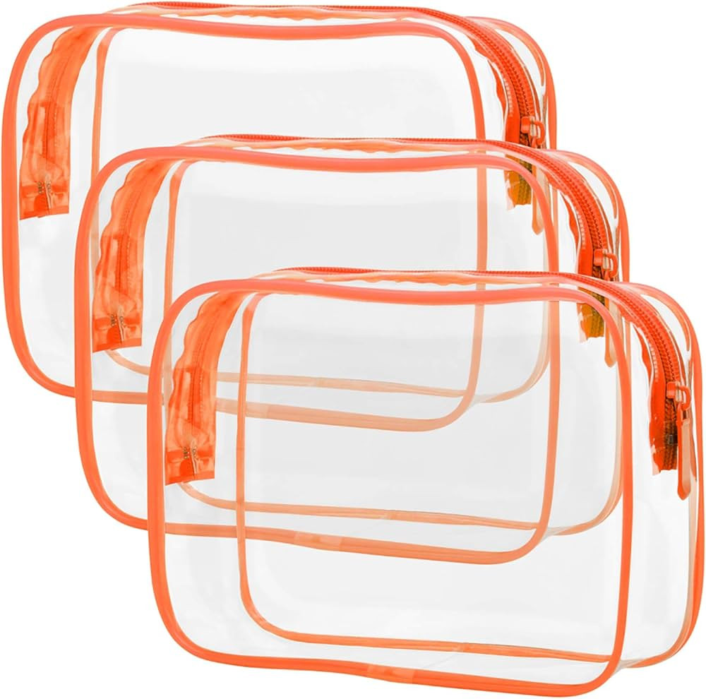 PACKISM Clear Makeup Bag with Zipper, 3 Pack Beauty Clear Cosmetic Bag TSA Approved Toiletry Bag,... | Amazon (US)