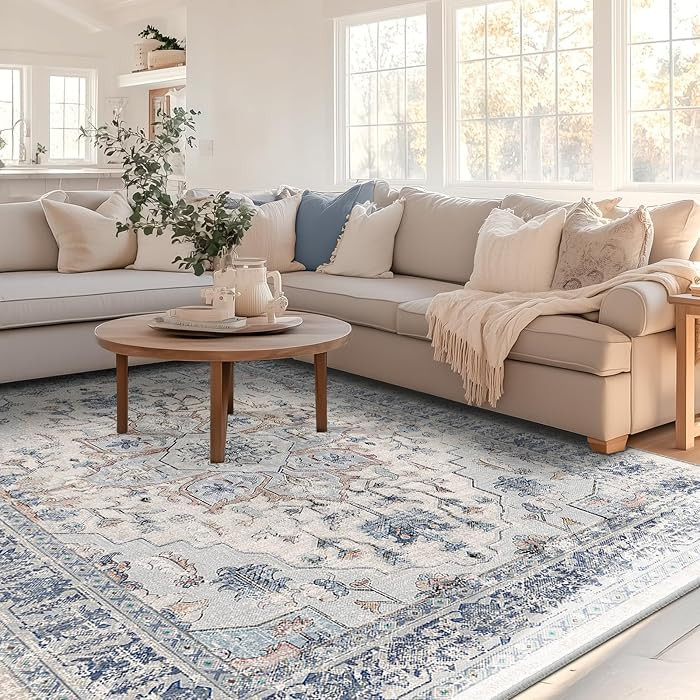 BESTSWEETIE 8x10 Area Rug Washable Rugs for Living Room, No Pile Boho Carpet for Entryway Bedroom... | Amazon (US)