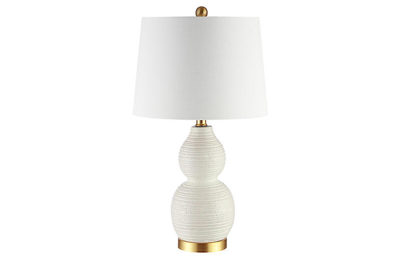 Charlotte Double Gourd Table Lamp, White | One Kings Lane