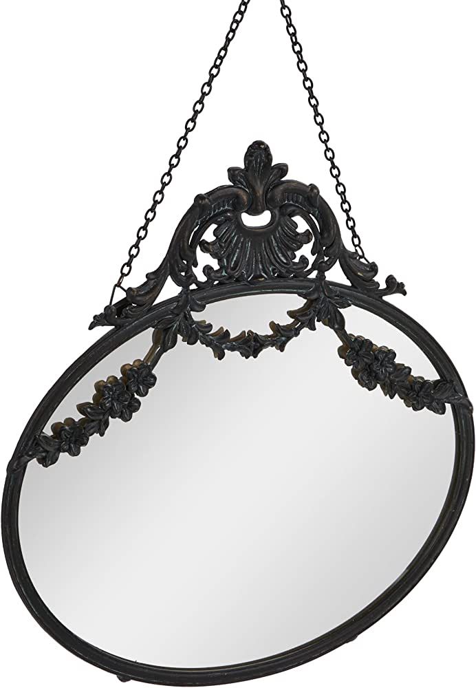 Creative Co-Op Vintage Pewter Framed Wall Decorative Chain, Black Mirror | Amazon (US)