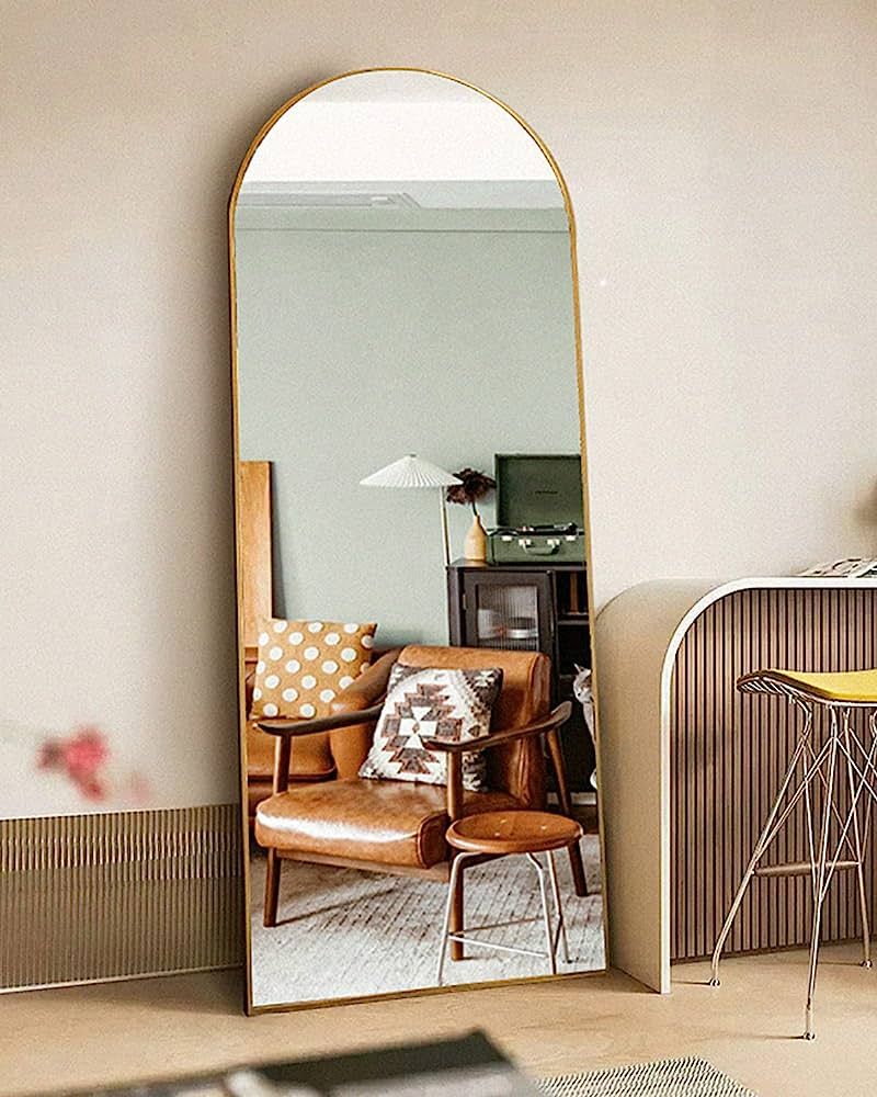 Otlsh Floor Mirror, Arched Full Length Mirror with Stand, Standing Mirror, 64.17"x21.26" Full Bod... | Amazon (US)