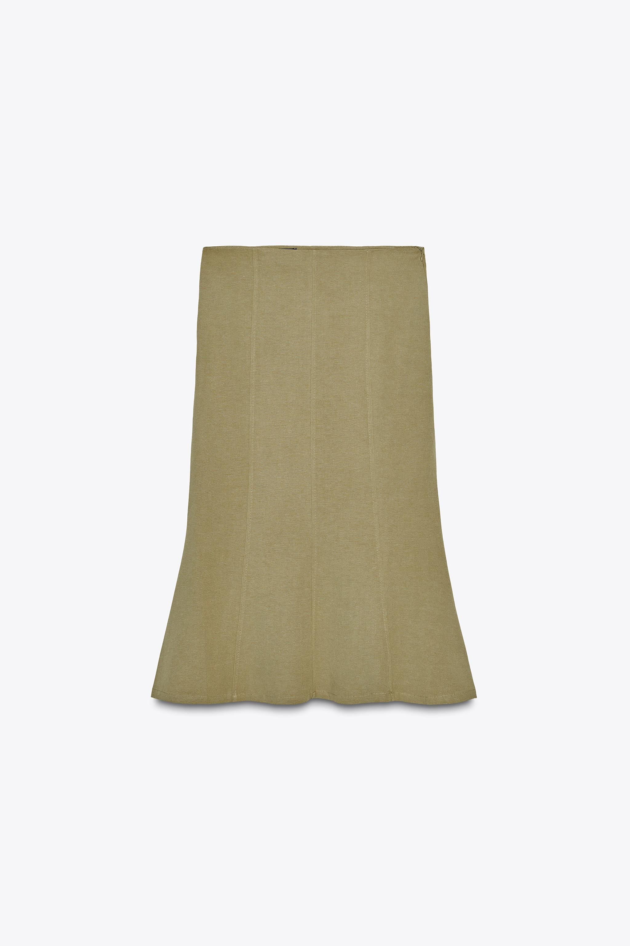 LINEN BLEND MIDI SKIRT | Zara US
