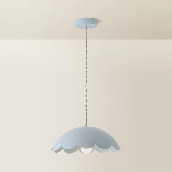 ValueLights | Millie Powder Blue Scallop Pendant Ceiling Light | Ceiling Light, Home Décor & Imp... | Amazon (UK)