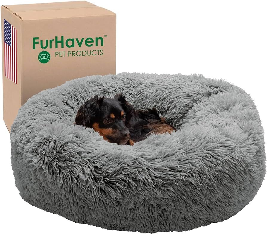 Furhaven 30" Round Calming Donut Dog Bed for Medium/Small Dogs, Refillable w/ Removable Washable ... | Amazon (US)