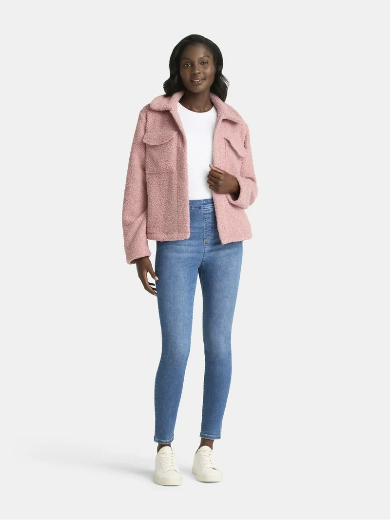 Time and Tru Women's Boucle Trucker Jacket, Midweight, Sizes XS-2X | Walmart (US)