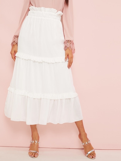 Paperbag Waist Ruched Trim Skirt | SHEIN