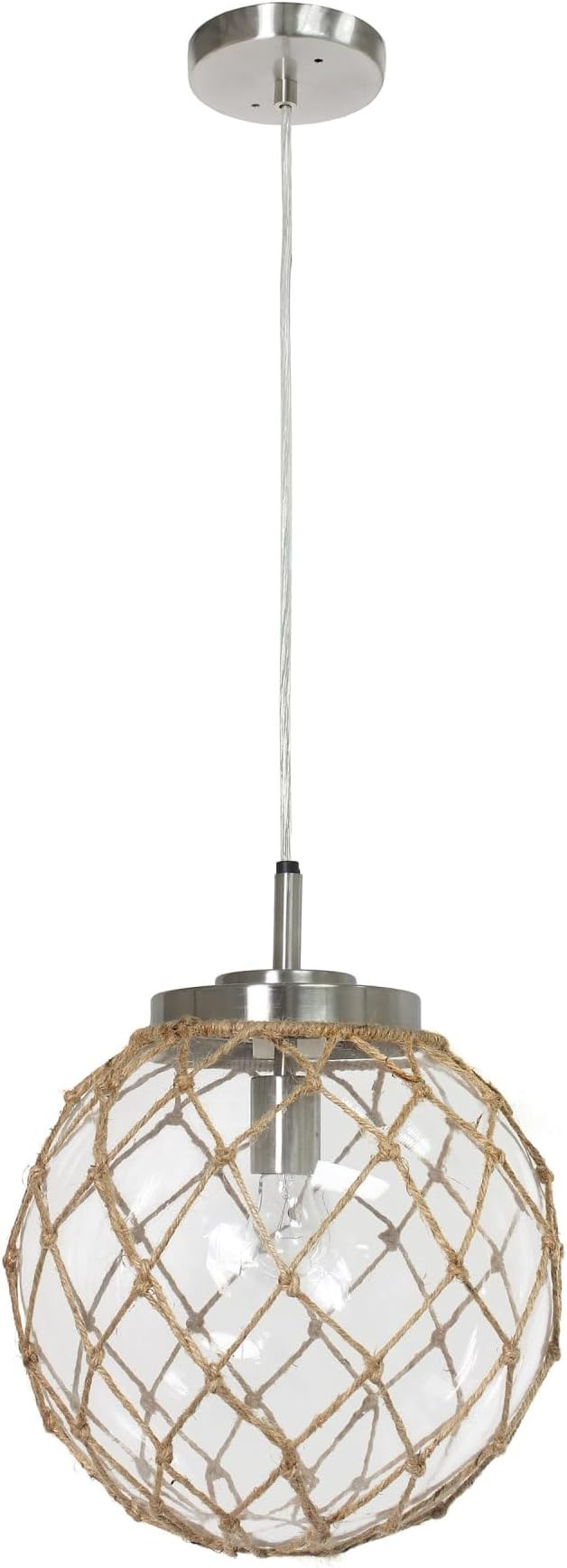 Elegant Designs PT1003-CLR Buoy Netted Brushed Nickel Coastal Ocean Sea Glass Pendant with Natura... | Amazon (US)