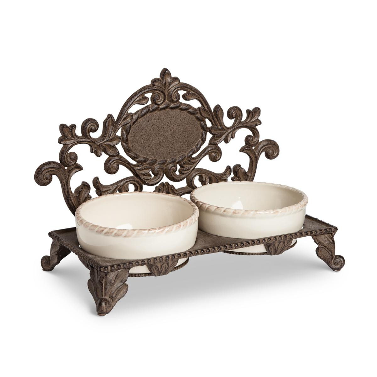 The Gerson Company Acanthus Leaf Cream Ceramic & Cast Metal Pet Feeder - 20129307 | HSN | HSN