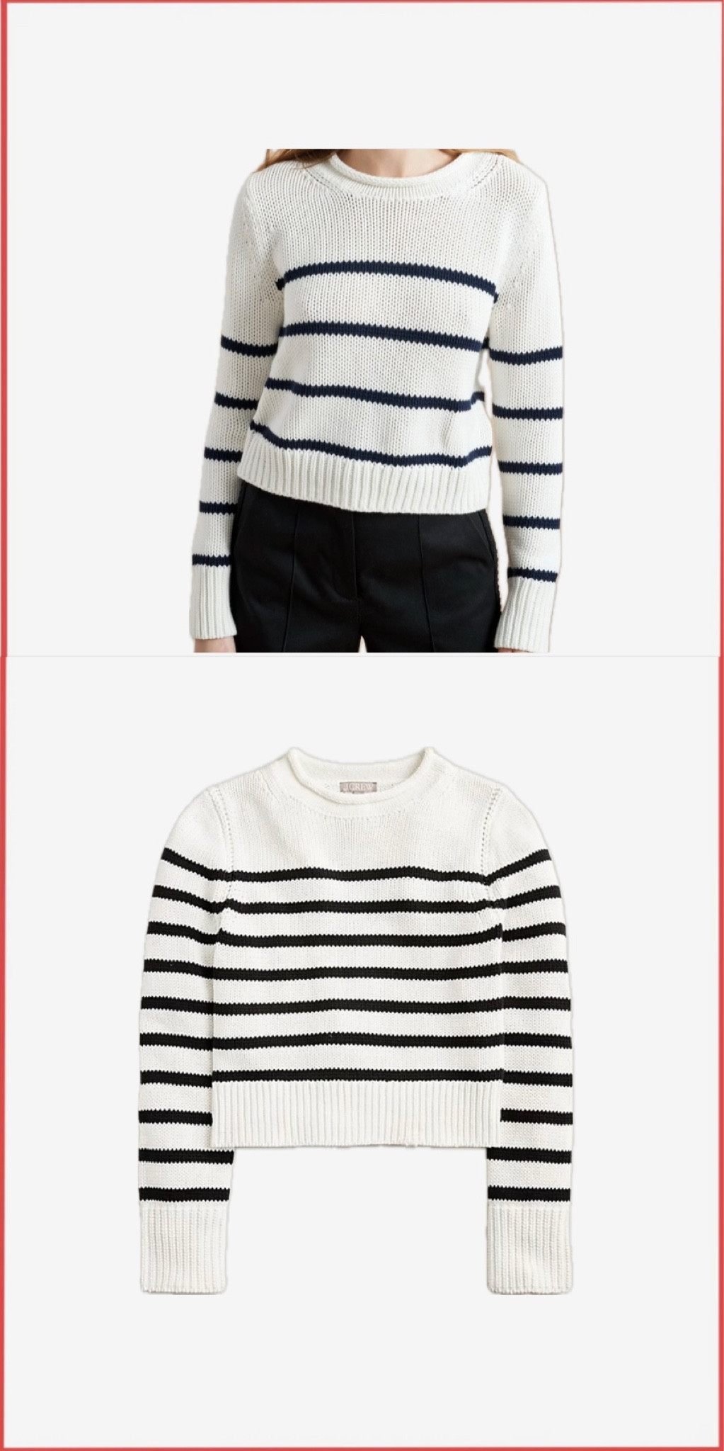 High vs low: rolled neck striped sweater 